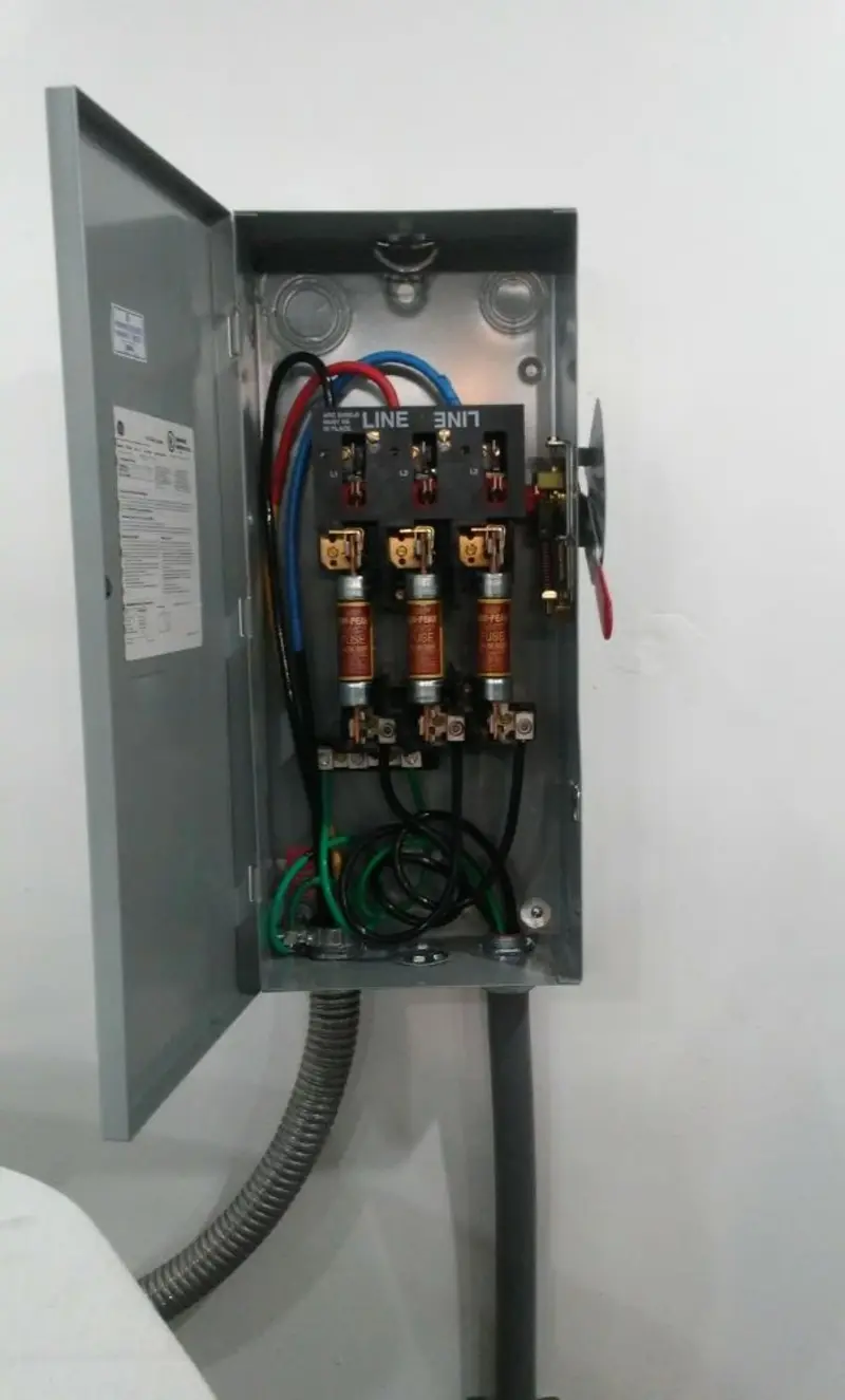 Three-phase disconnect switch installed for Smoke Detector Installation in Zionsville
